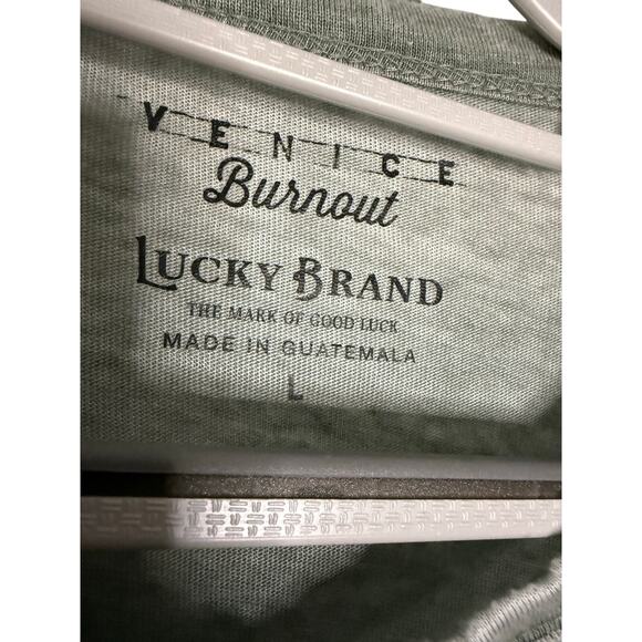 Lucky Brand Venice Burnout tee 1/4 button down in grey/khaki green - Picture 2 of 8